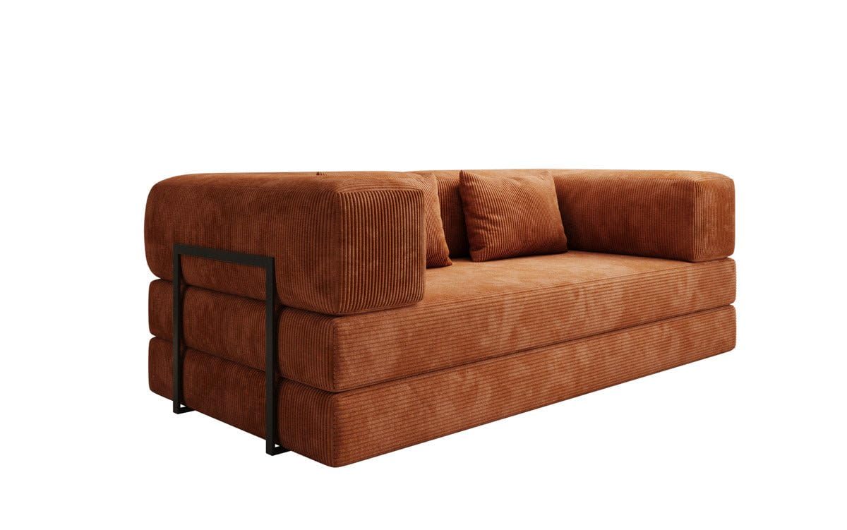 Luxusbetten24 Lazy 3-Sitzer Sofa – Designer Couch aus Cord, Modernes Loungesofa mit Metallrahmen