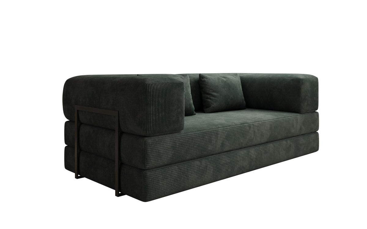 Luxusbetten24 Lazy 3-Sitzer Sofa – Designer Couch aus Cord, Modernes Loungesofa mit Metallrahmen