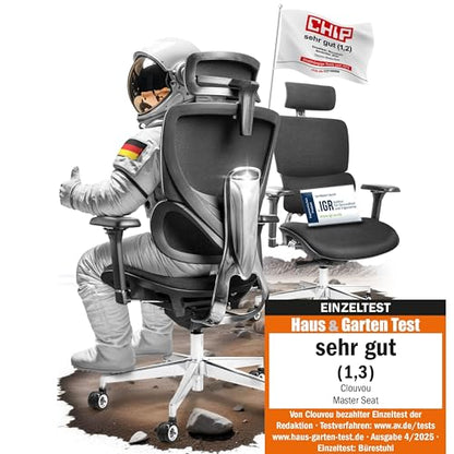 CLOUVOU MasterSeat Ergonomischer Bürostuhl: Testsieger, Individuell Anpassbar, Home Office & Gaming Stuhl