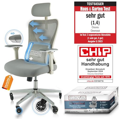 CLOUVOU MasterSeat Ergonomischer Bürostuhl: Testsieger, Individuell Anpassbar, Home Office & Gaming Stuhl