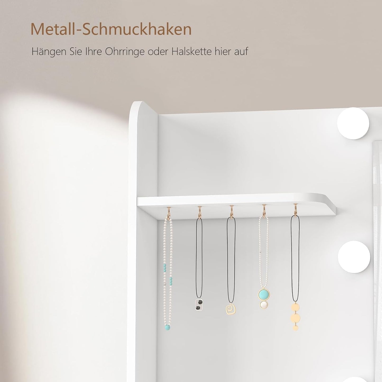 TEENFON Schminktisch mit LED Spiegel & Steckdosen, 7 Schubladen, Weiß