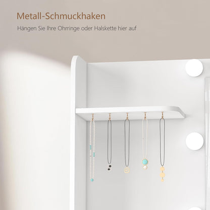 TEENFON Schminktisch mit LED Spiegel & Steckdosen, 7 Schubladen, Weiß