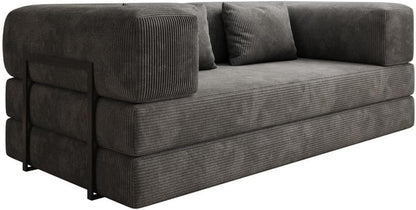 Luxusbetten24 Lazy 3-Sitzer Sofa – Designer Couch aus Cord, Modernes Loungesofa mit Metallrahmen