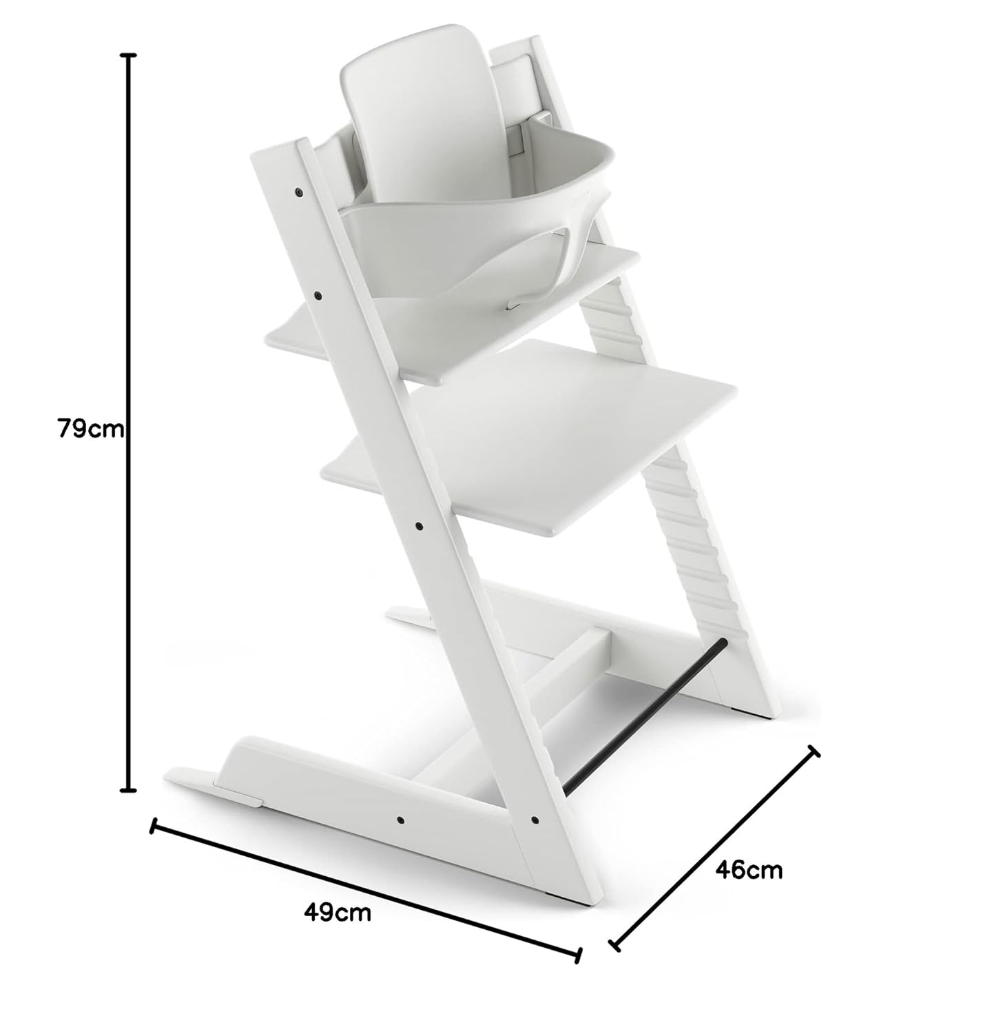 Stokke Tripp Trapp Hochstuhl – Mitwachsend, Verstellbar, Mit Baby Set, weiß