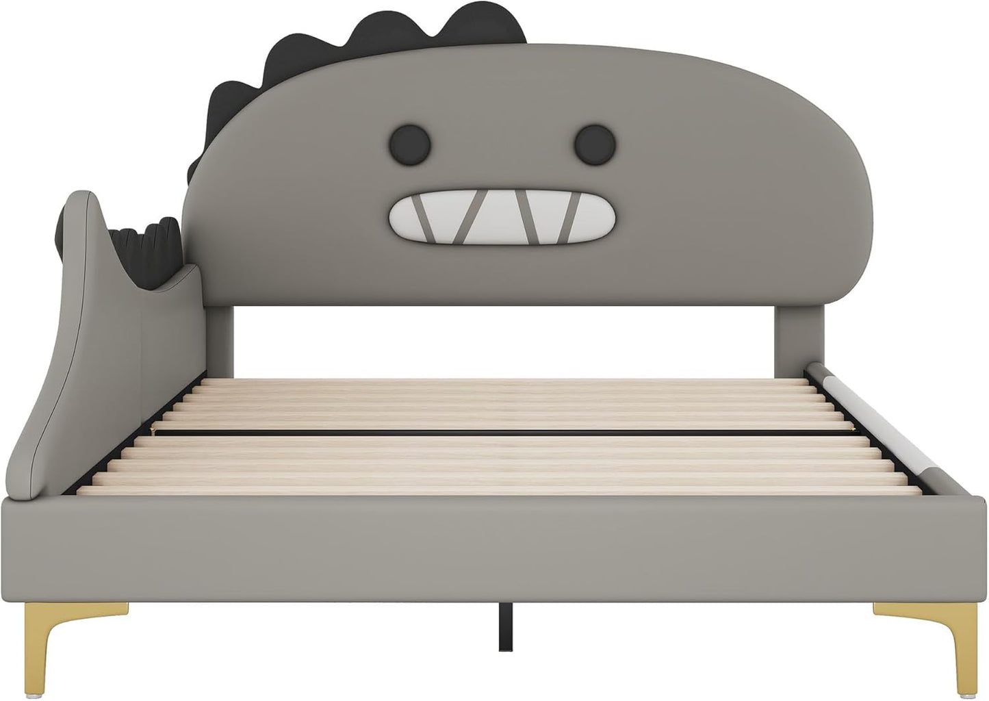 Bett 140x200 mit Lattenrost Kinder Mädchen Doppelbett, Kinderbett, Dinosaurierform, Bettgestell, Jugendbett, Bett für Jungen und Mädchen, PU, ohne Matratze