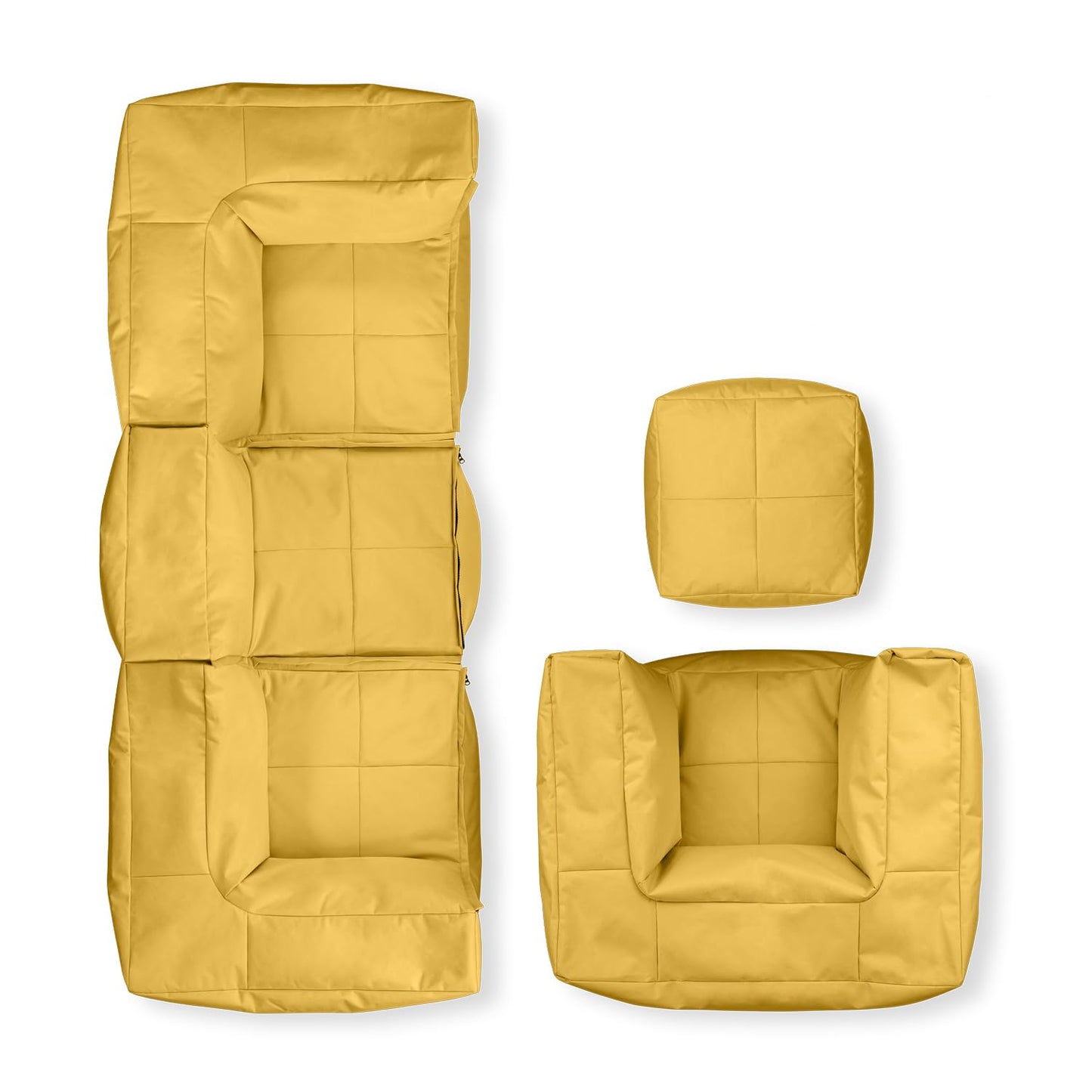 Lumaland Modulares Cord Sitzsack Sofa Set – Bean Bag Module mit EPS-Füllung, Weich, Indoor, Modern