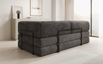 Luxusbetten24 Lazy 3-Sitzer Sofa – Designer Couch aus Cord, Modernes Loungesofa mit Metallrahmen