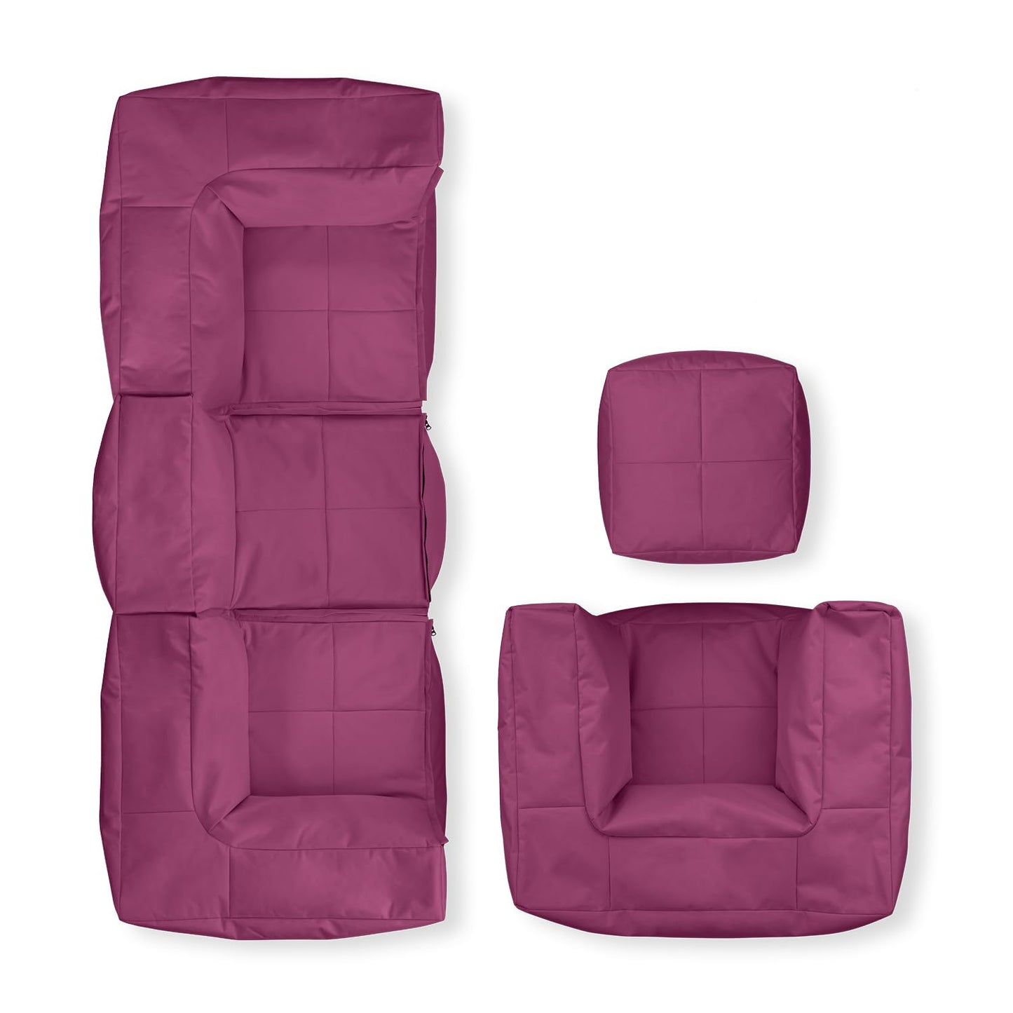 Lumaland Modulares Cord Sitzsack Sofa Set – Bean Bag Module mit EPS-Füllung, Weich, Indoor, Modern