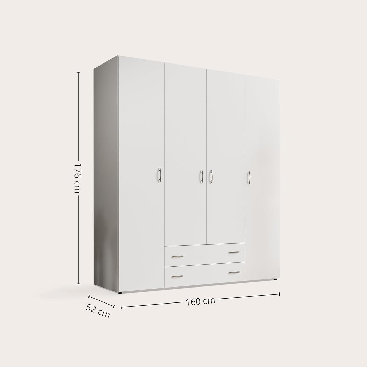 Stella Trading Kleiderschrank mit Drehtüren – Holzschrank für Schlafzimmer, zeitloses Design