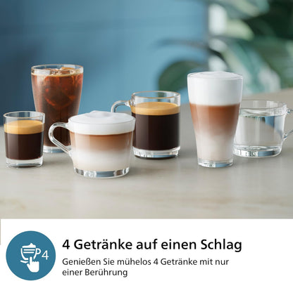 Philips 2300 Kaffeevollautomat: 4 Getränke, LatteGo, SilentBrew, Keramikmahlwerk, AquaClean Mattschwarz