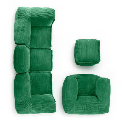 Lumaland Modulares Cord Sitzsack Sofa Set – Bean Bag Module mit EPS-Füllung, Weich, Indoor, Modern