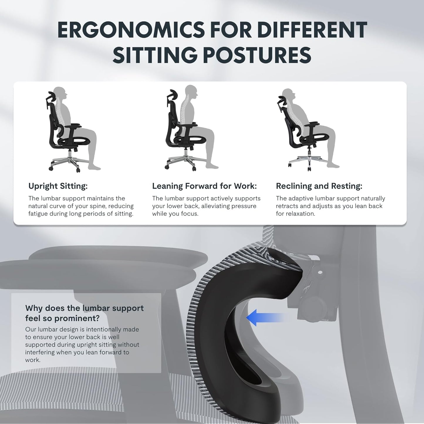 FLEXISPOT ErgoX Ergonomischer Bürostuhl mit Fußstütze – 5D-Rückenlehne, 3D-Armlehnen, Atmungsaktiv