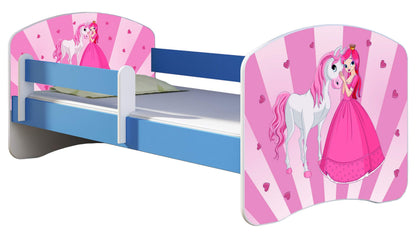 ACMA Kinderbett Jugendbett mit Einer Schublade und Matratze Blau mit Rausfallschutz Lattenrost II 140x70 160x80 180x80 (36 Feuerwehr, 160x80)