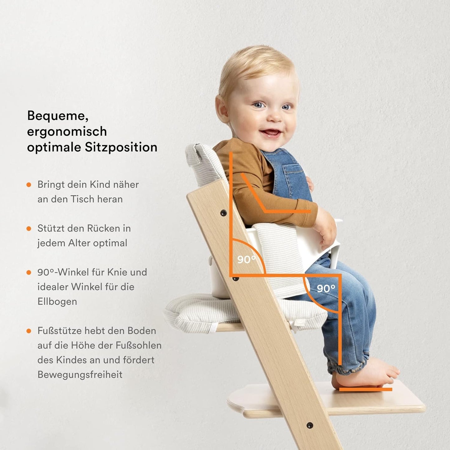 Stokke Tripp Trapp Hochstuhl – Mitwachsend, Verstellbar, Mit Baby Set, weiß