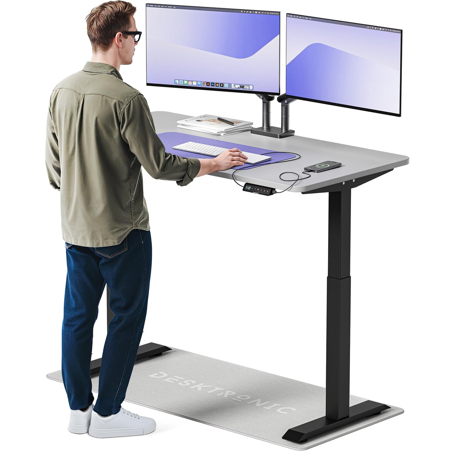 Desktronic HomeOne Elektrisch Höhenverstellbarer Schreibtisch, USB-Anschlüsse, Ergonomisch