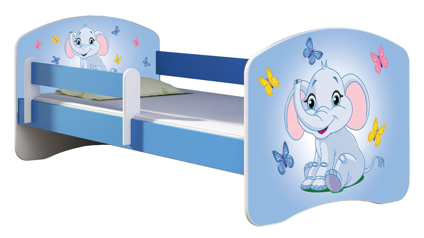 ACMA Kinderbett Jugendbett mit Einer Schublade und Matratze Blau mit Rausfallschutz Lattenrost II 140x70 160x80 180x80 (36 Feuerwehr, 160x80)
