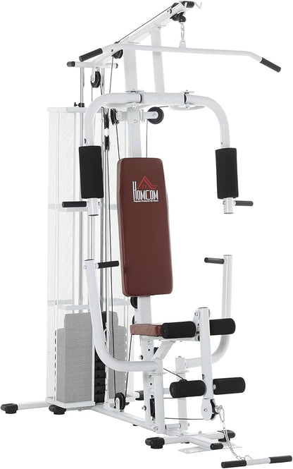 HOMCOM Multistation: Kraftstation mit Latzug, Butterfly & 45 kg Gewichten