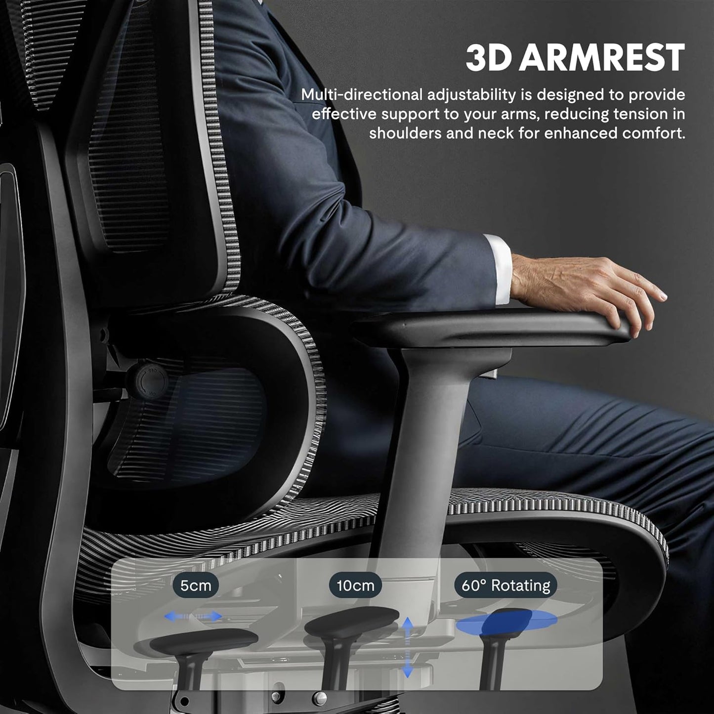 FLEXISPOT ErgoX Ergonomischer Bürostuhl mit Fußstütze – 5D-Rückenlehne, 3D-Armlehnen, Atmungsaktiv