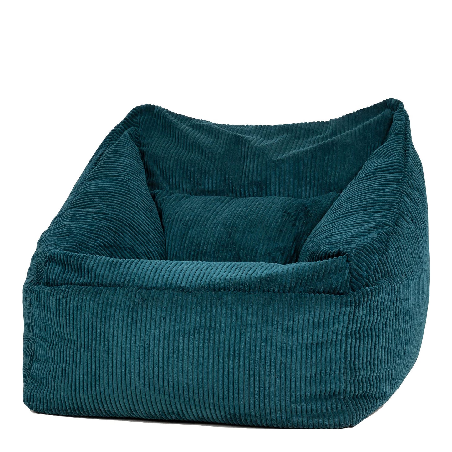 Icon Natalia Sitzsack Sessel mit Hocker Beige – Flauschiger Cord, Bean Bag Chair für Wohnzimmer & Büro