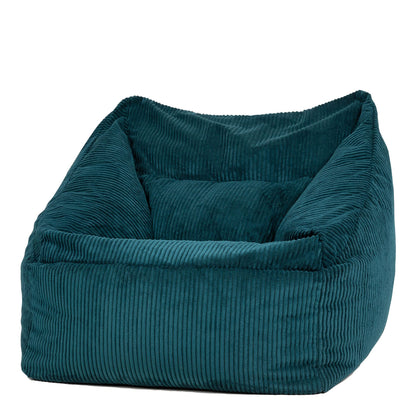 Icon Natalia Sitzsack Sessel mit Hocker Beige – Flauschiger Cord, Bean Bag Chair für Wohnzimmer & Büro