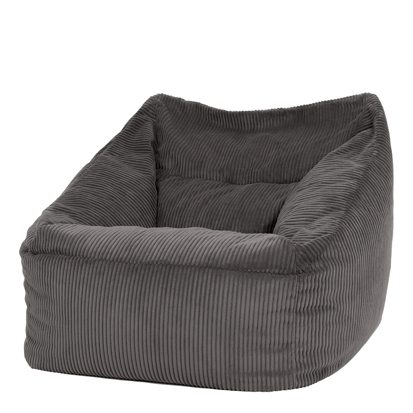 Icon Natalia Sitzsack Sessel mit Hocker Beige – Flauschiger Cord, Bean Bag Chair für Wohnzimmer & Büro