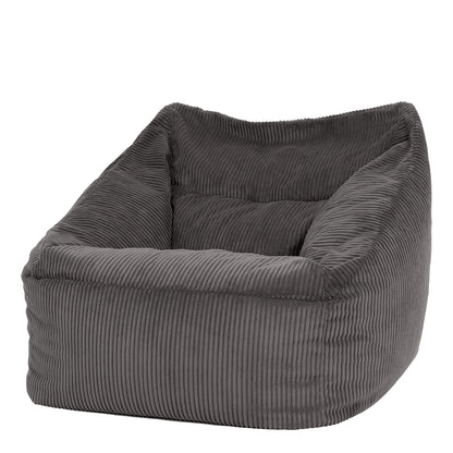 Icon Natalia Sitzsack Sessel mit Hocker Beige – Flauschiger Cord, Bean Bag Chair für Wohnzimmer & Büro