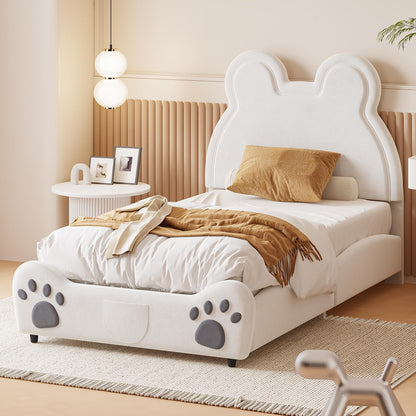 Bett 140x200 mit Lattenrost Kinder Mädchen Doppelbett, Kinderbett, Dinosaurierform, Bettgestell, Jugendbett, Bett für Jungen und Mädchen, PU, ohne Matratze