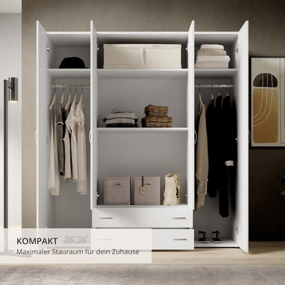 Stella Trading Kleiderschrank mit Drehtüren – Holzschrank für Schlafzimmer, zeitloses Design