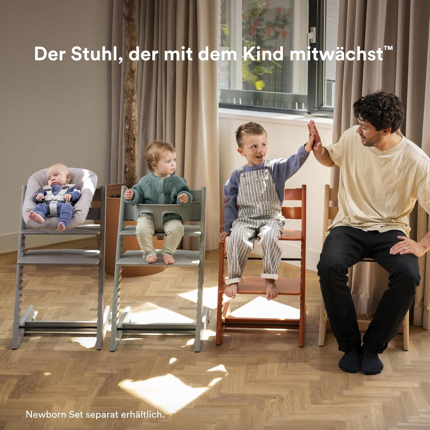 Stokke Tripp Trapp Hochstuhl – Mitwachsend, Verstellbar, Mit Baby Set, weiß