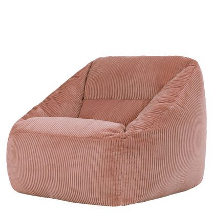 Icon Natalia Sitzsack Sessel mit Hocker Beige – Flauschiger Cord, Bean Bag Chair für Wohnzimmer & Büro