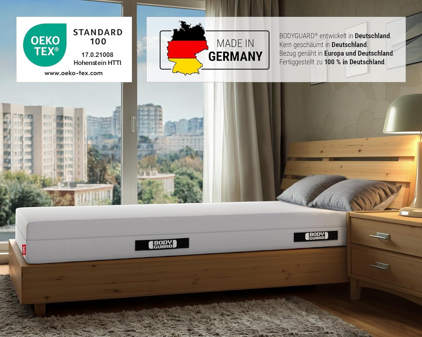 Bodyguard bett1 Matratze 2in1 QX-Schaum, 2 Härtegrade, abnehmbarer Bezug