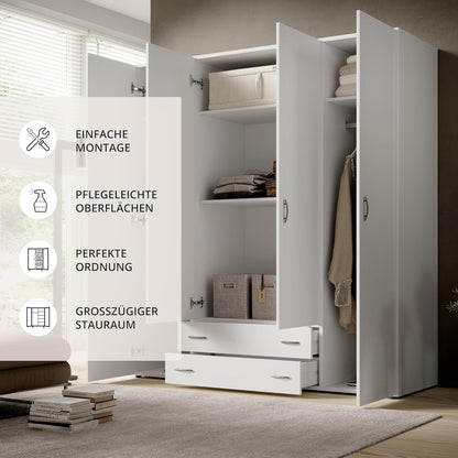 Stella Trading Kleiderschrank mit Drehtüren – Holzschrank für Schlafzimmer, zeitloses Design