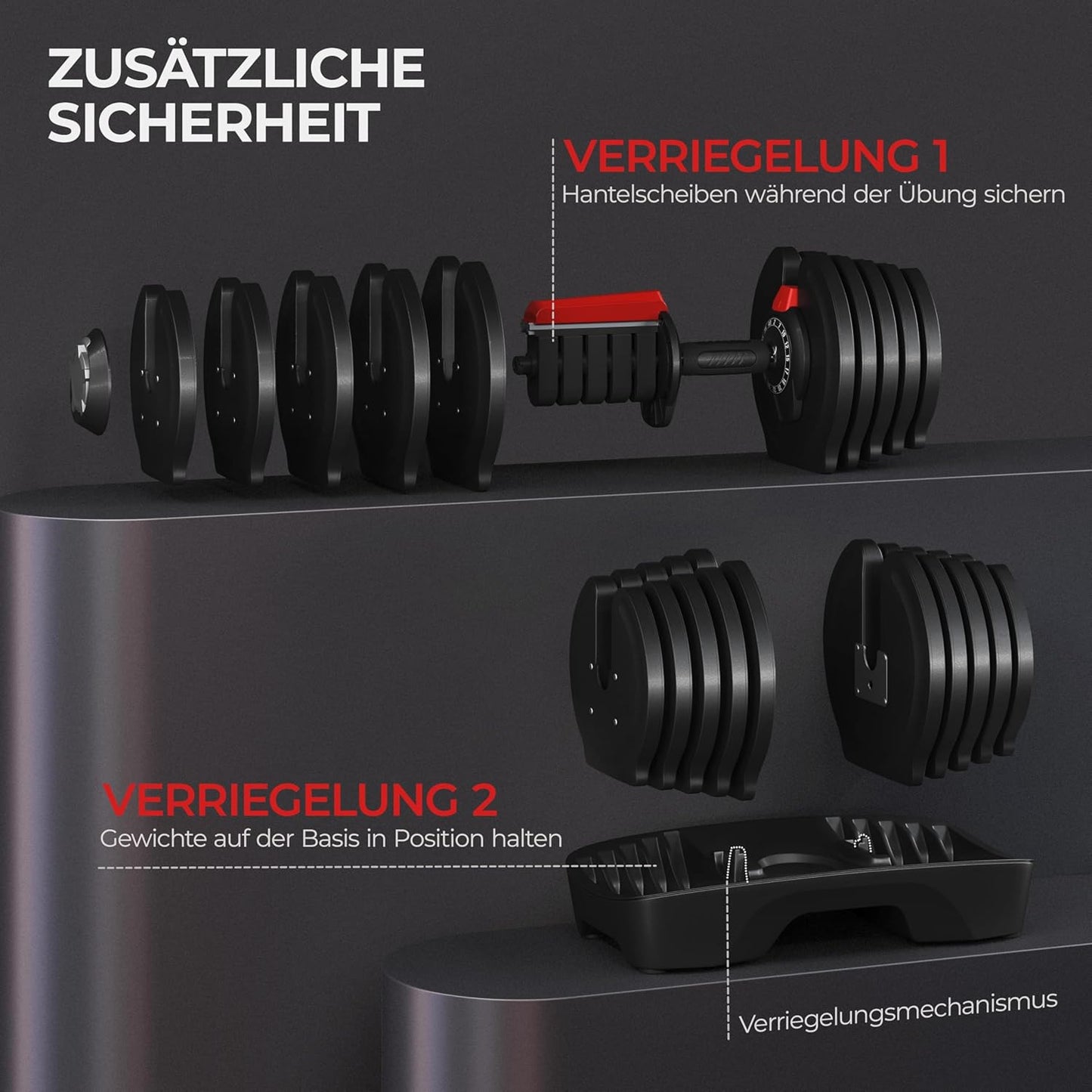 Yaheetech Verstellbare Hantel: 12/16‑in‑1 Schnellverstellung fürs Home‑Gym
