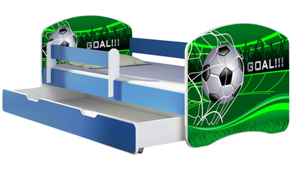 ACMA Kinderbett Jugendbett mit Einer Schublade und Matratze Blau mit Rausfallschutz Lattenrost II 140x70 160x80 180x80 (36 Feuerwehr, 160x80)