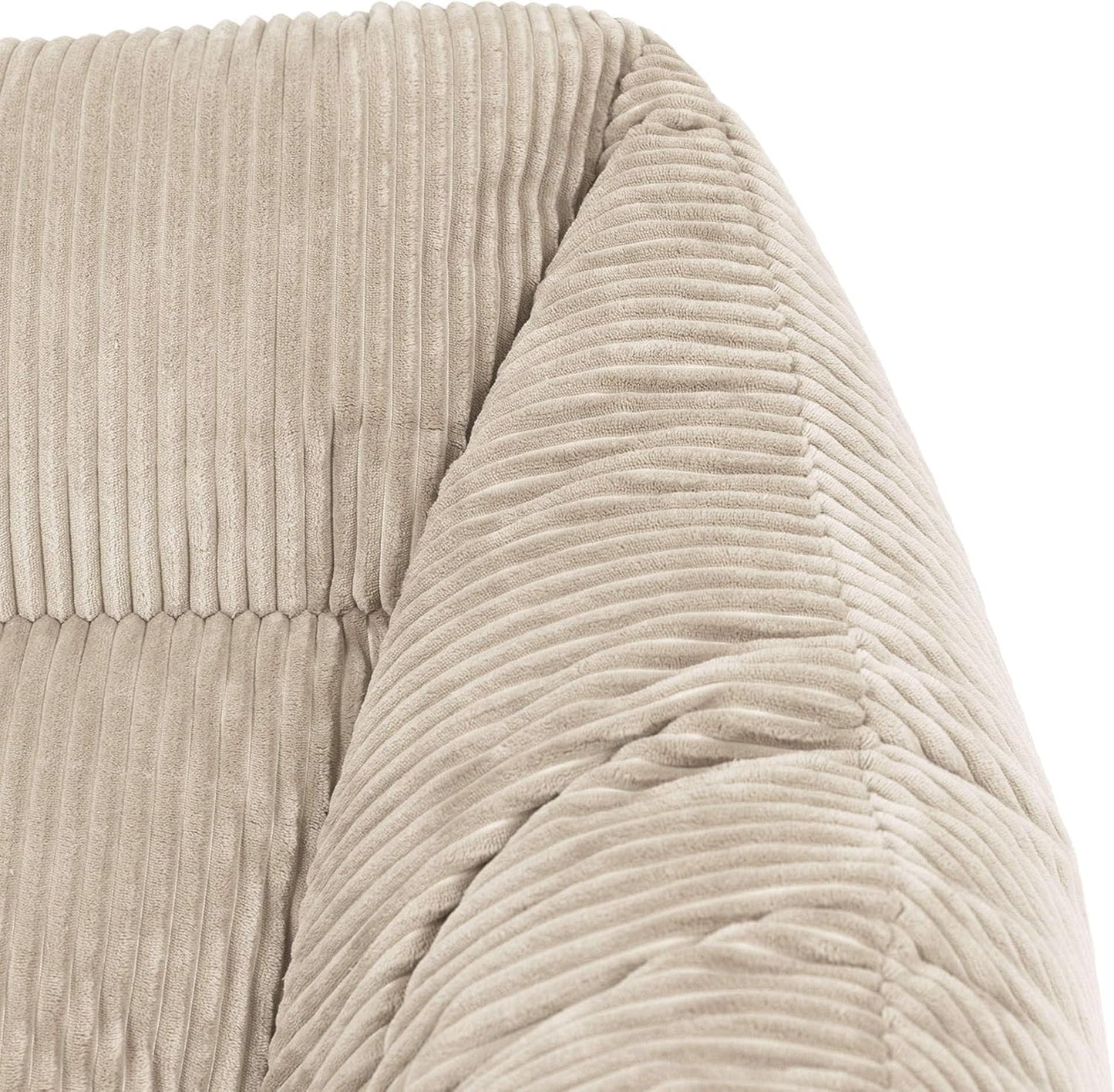 Icon Natalia Sitzsack Sessel mit Hocker Beige – Flauschiger Cord, Bean Bag Chair für Wohnzimmer & Büro