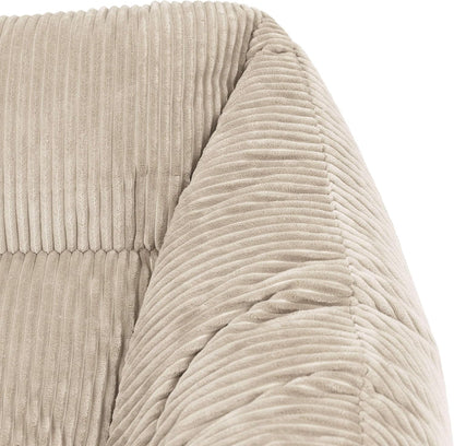 Icon Natalia Sitzsack Sessel mit Hocker Beige – Flauschiger Cord, Bean Bag Chair für Wohnzimmer & Büro