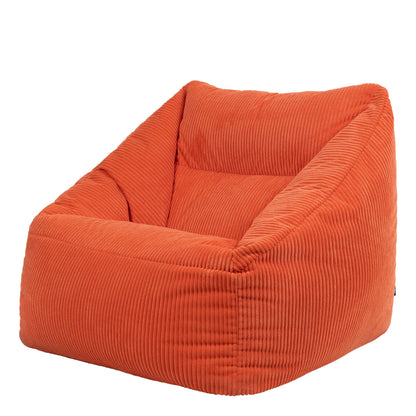Icon Natalia Sitzsack Sessel mit Hocker Beige – Flauschiger Cord, Bean Bag Chair für Wohnzimmer & Büro