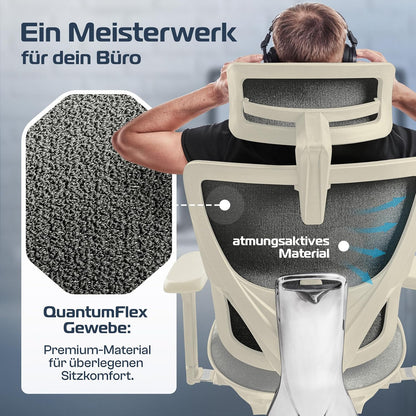 CLOUVOU MasterSeat Ergonomischer Bürostuhl: Testsieger, Individuell Anpassbar, Home Office & Gaming Stuhl