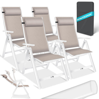 KESSER Gartenstuhl Hochlehner – Klappstuhl Aluminium, Wetterfest, Mit Kopfkissen, Outdoor