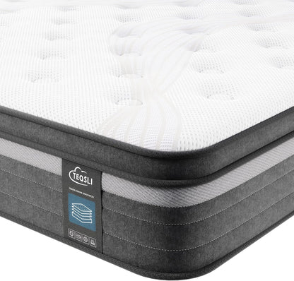TeQsli Gel-Taschenfederkernmatratze – 9-Zonen, Orthopädisch & Ergonomisch, H3/H4, Gel-Memory-Schaum, Oeko-TEX & CertiPUR