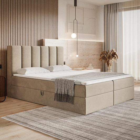 Motivena Santiago Boxspringbett mit Bettkasten, Matratze & Topper